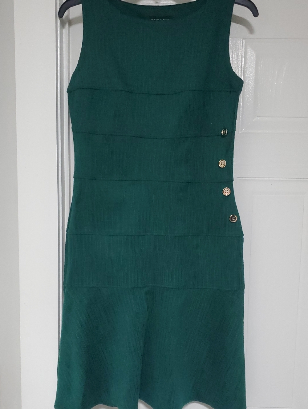 Enfocus Studio Sleeveless Teal Green Tiered Dress with Side Buttons
